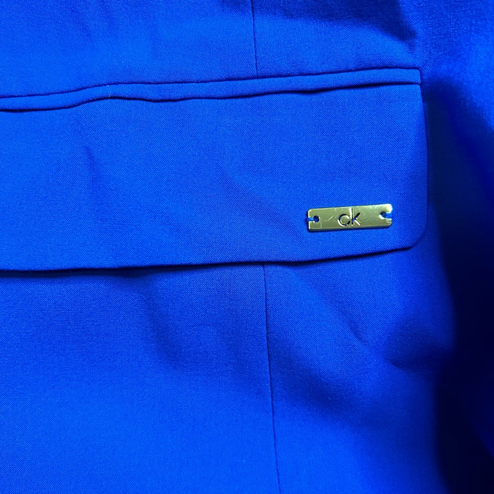 Calvin Klein Capri Blue Open Front Flap Pocket Suit Blazer size 18W - Picture 6 of 8